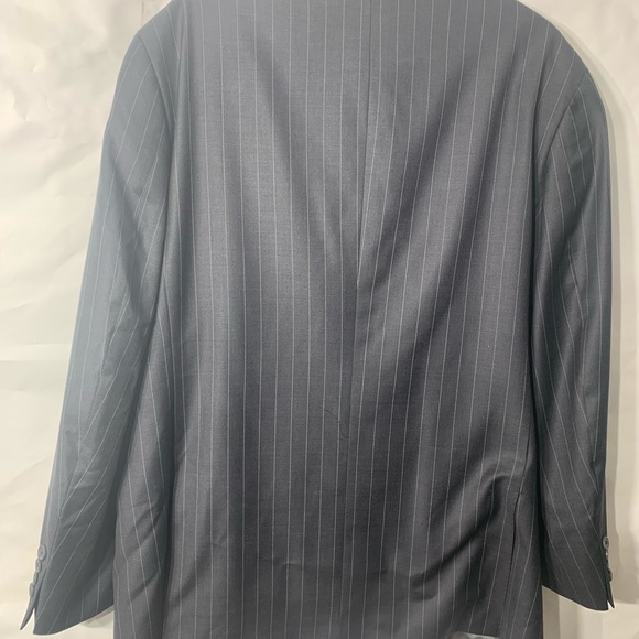 Berragamo Mens Gray pinstripe two button single breasted jacket flat front pants - Picture 4 of 8